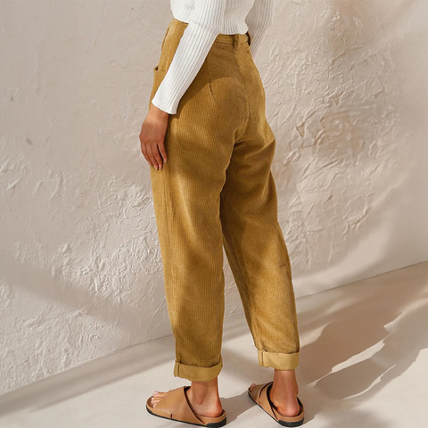 Mira | Dames Ribbel Broek | Elastische Taille & Losse Pasvorm