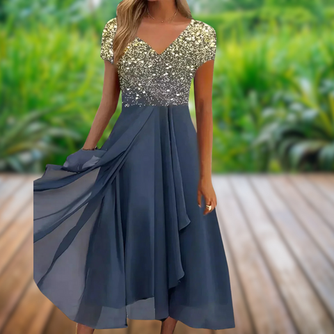Solena | Zomer Jurk | Elegante V-hals & Vloeiende Pasvorm