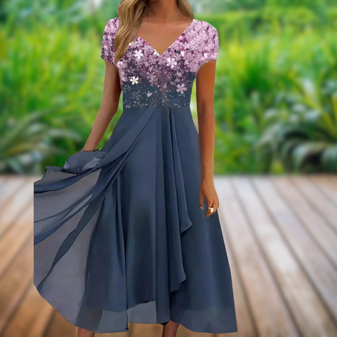 Solena | Zomer Jurk | Elegante V-hals & Vloeiende Pasvorm
