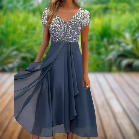 Solena | Zomer Jurk | Elegante V-hals & Vloeiende Pasvorm