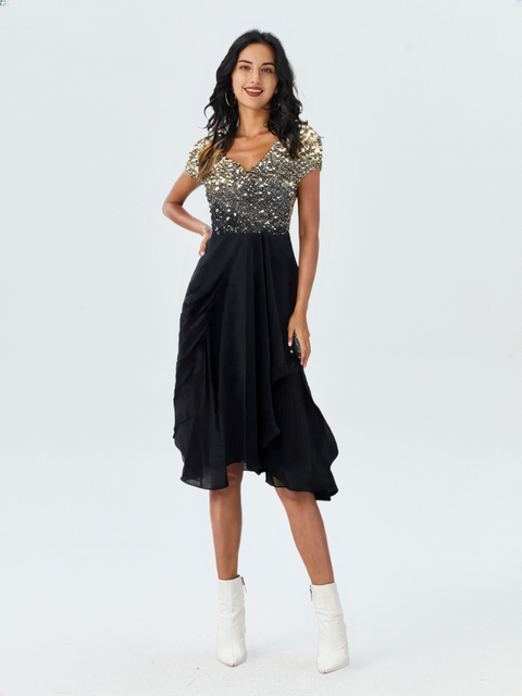 Solena | Zomer Jurk | Elegante V-hals & Vloeiende Pasvorm